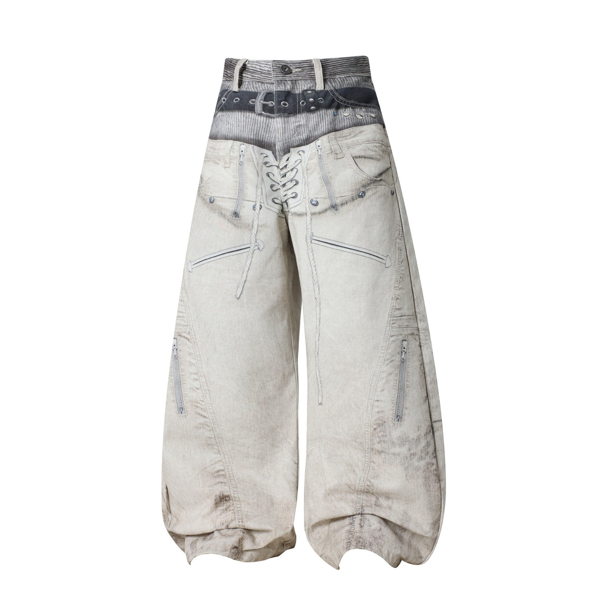 CapCabin “Layered Belt Utility Balloon Jeans”