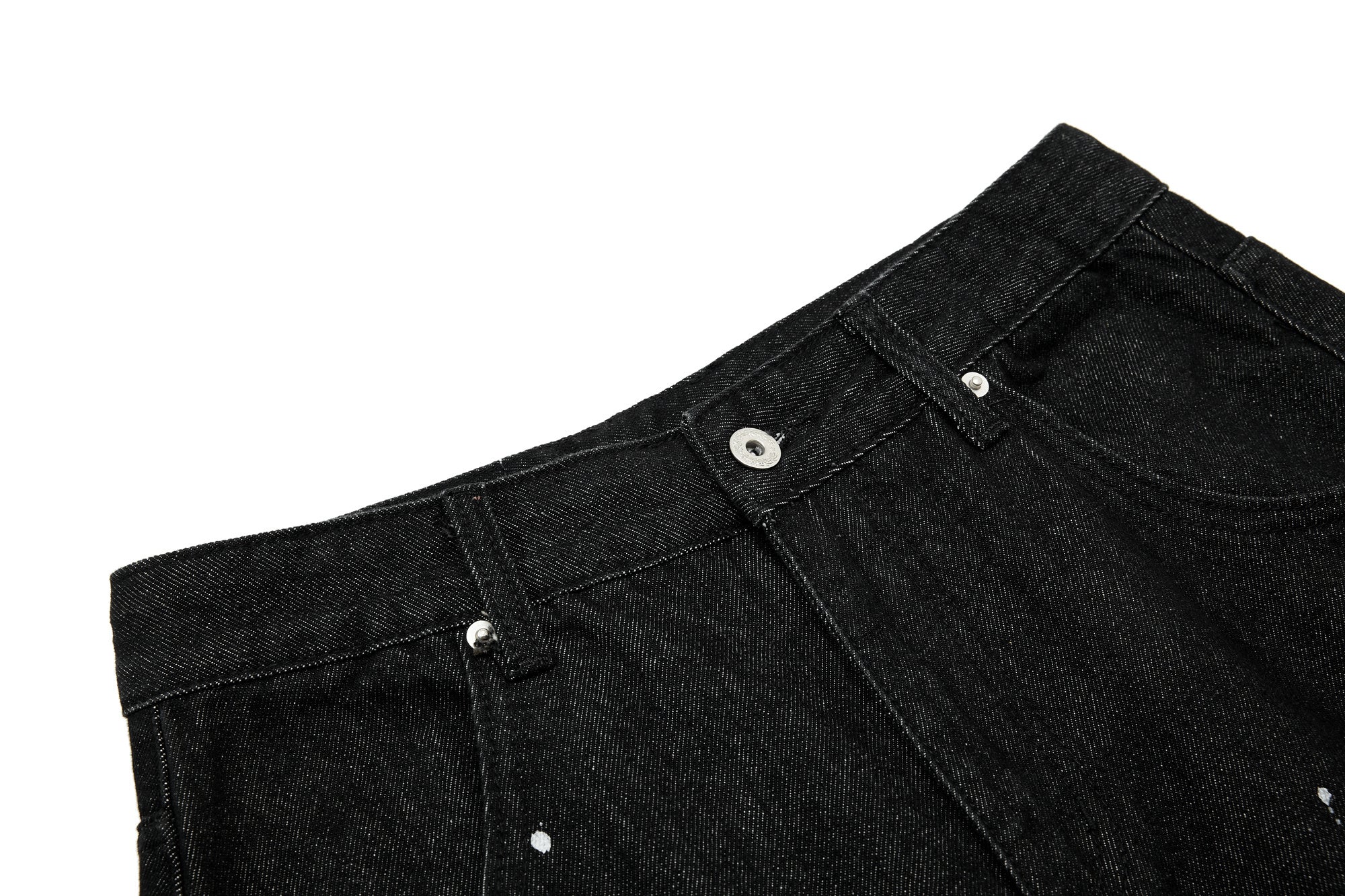 CapCabin Stripe Panel Paint-Splatter Wide-Leg Jeans