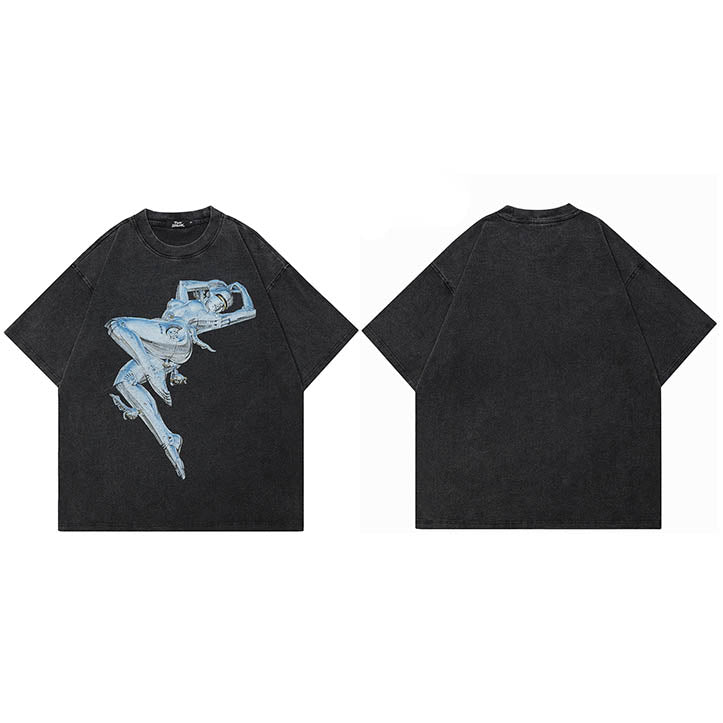 AI Robot Graphic Y2K T Shirt
