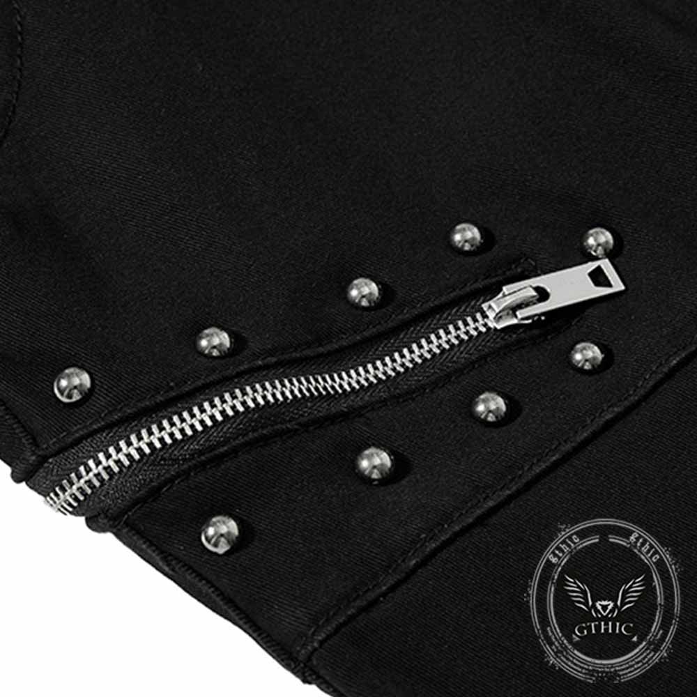 American-Style Y2K Studded Zipper Flared Cargo Pants