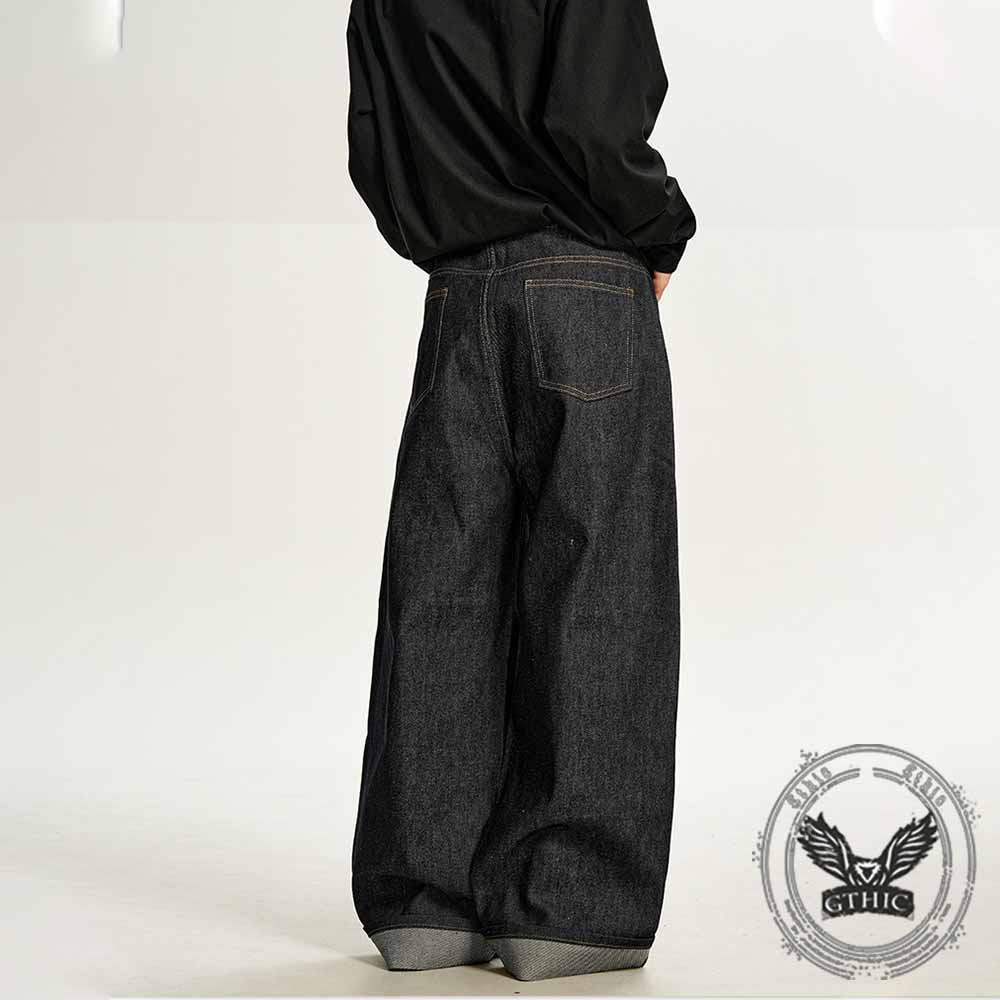 American Hip-Hop Letter Embroidered Wide-Leg Jeans