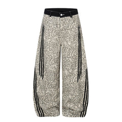 American Retro Leopard-Print Casual Scimitar Jeans