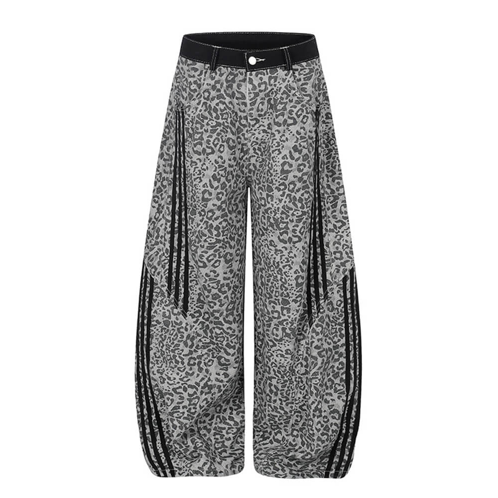 American Retro Leopard-Print Casual Scimitar Jeans
