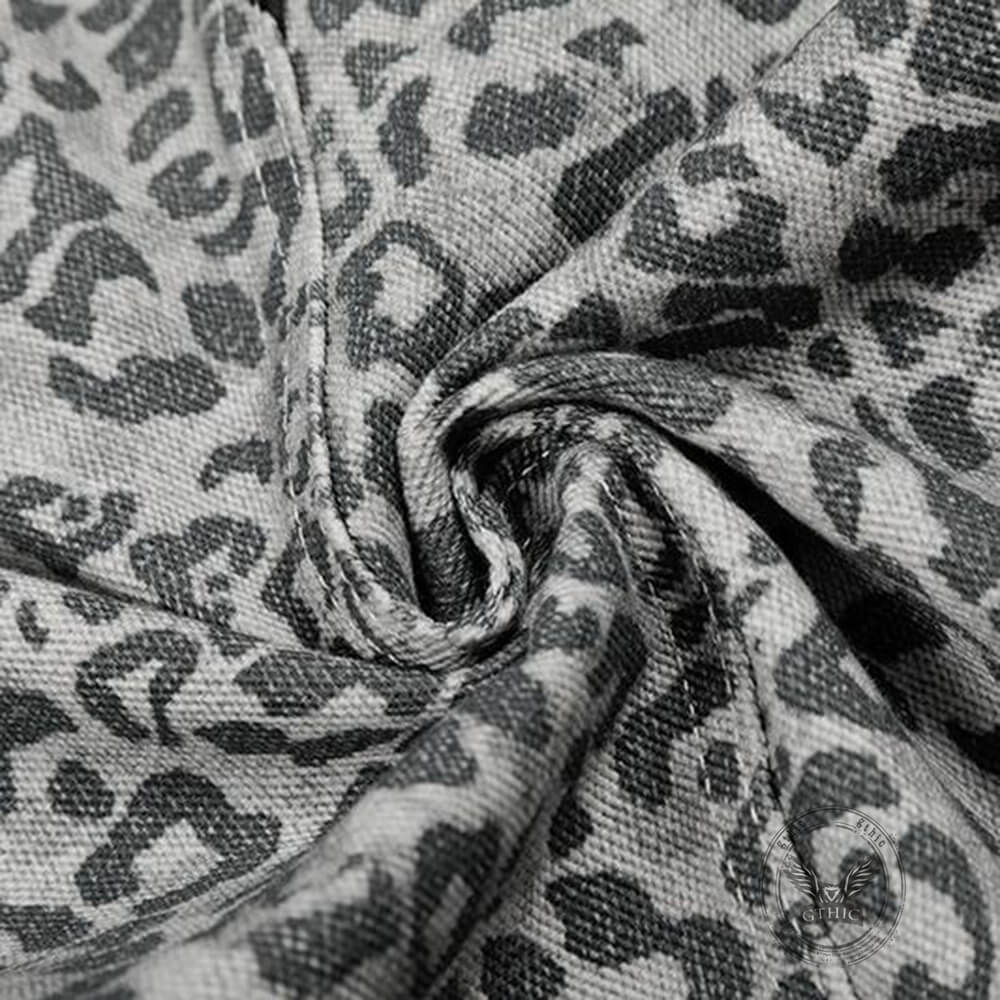 American Retro Leopard-Print Casual Scimitar Jeans