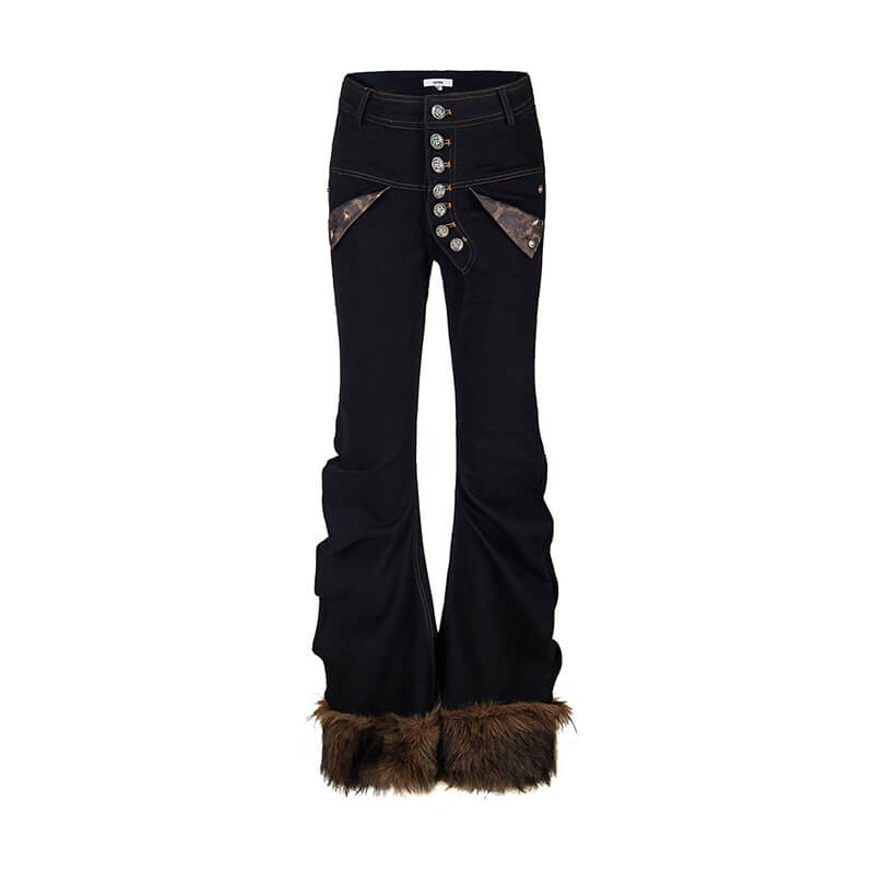 American Retro Slim-Fit Multi-Button Frayed Jeans