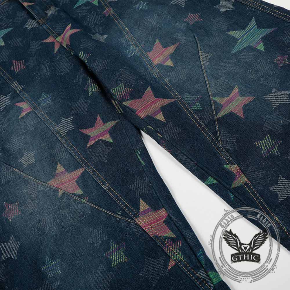 American Retro Star Print Washed Scimitar Jeans