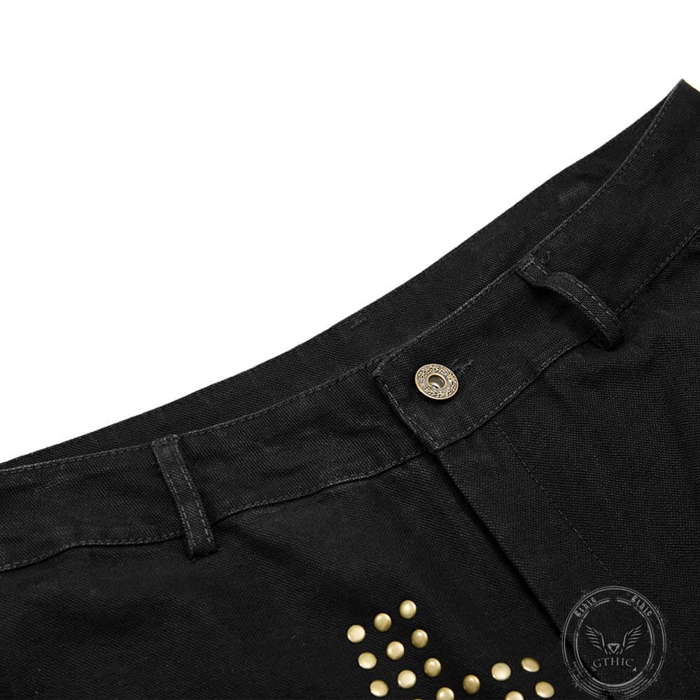 American Retro Studded Loose Straight-Leg Cargo Pants
