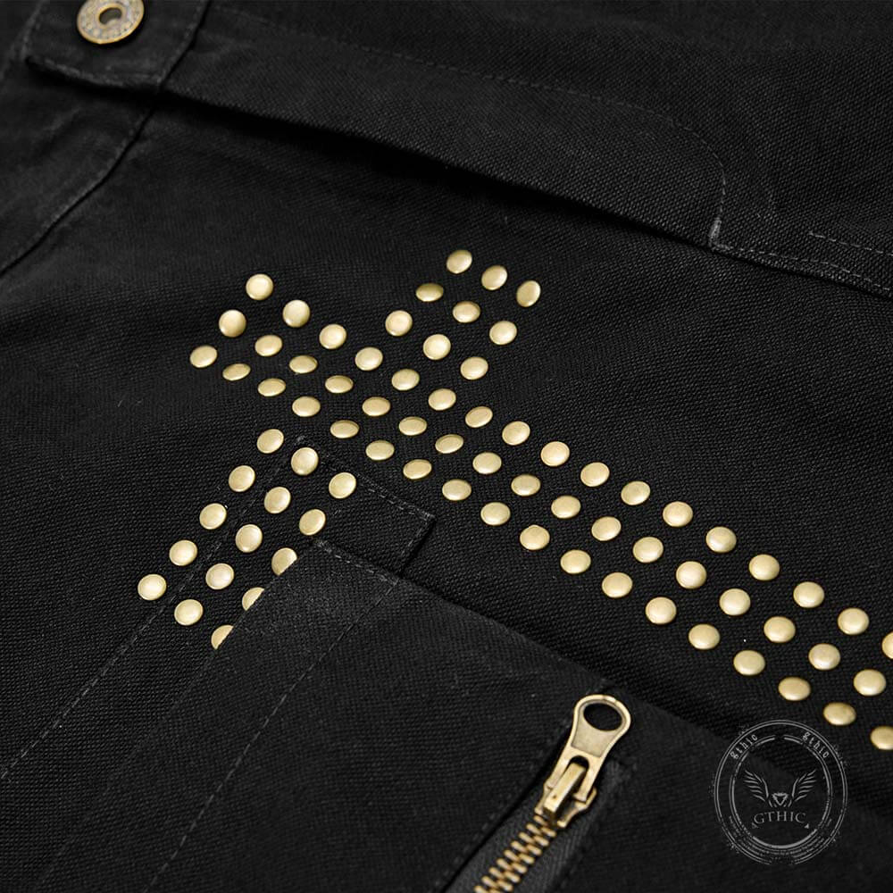 American Retro Studded Loose Straight-Leg Cargo Pants