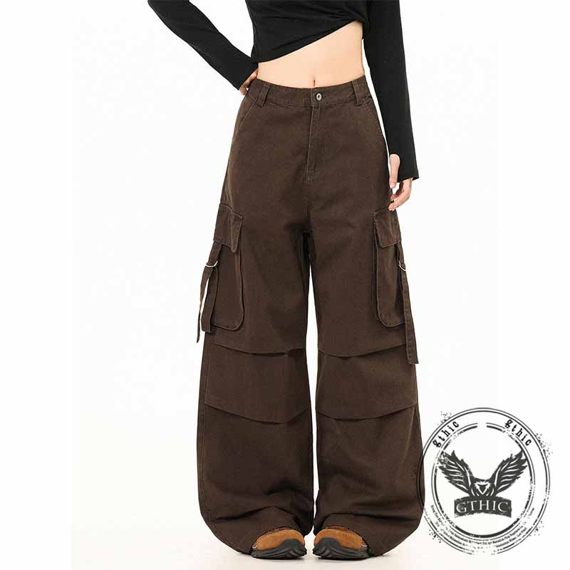 American Street Letter Print Multi-Pocket Cargo Pants