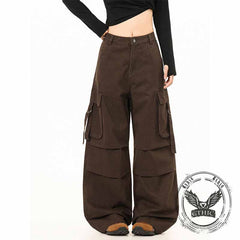 American Street Letter Print Multi-Pocket Cargo Pants