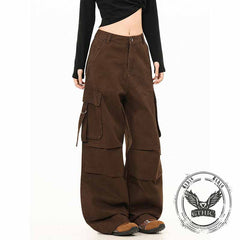 American Street Letter Print Multi-Pocket Cargo Pants