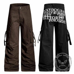 American Street Letter Print Multi-Pocket Cargo Pants