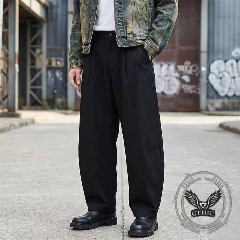 American Style Solid Color Wide-Leg Scimitar Pants