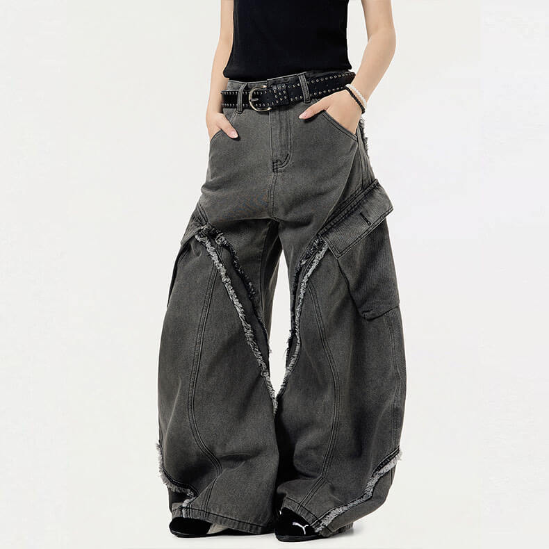 American Vintage Distressed Raw-Edge Scimitar Jeans