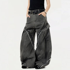 American Vintage Distressed Raw-Edge Scimitar Jeans