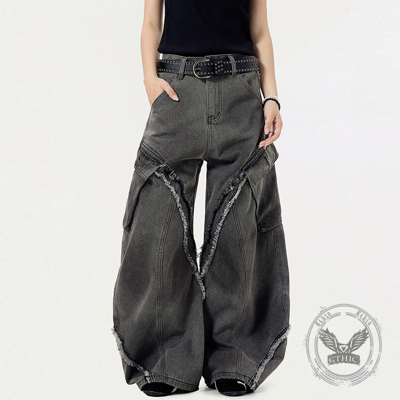 American Vintage Distressed Raw-Edge Scimitar Jeans