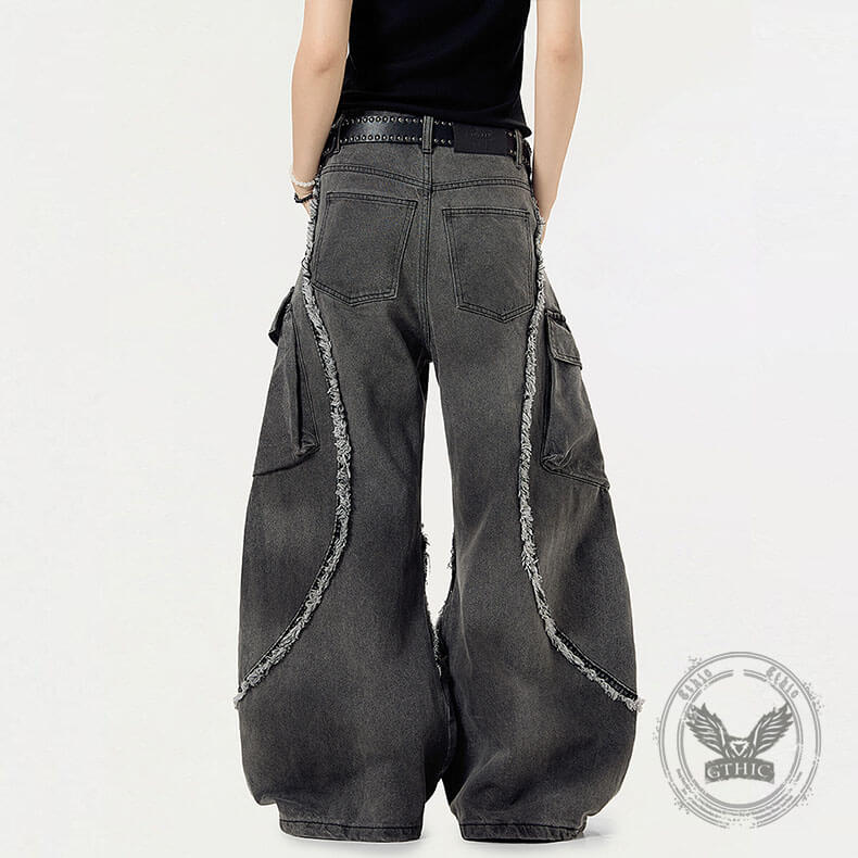 American Vintage Distressed Raw-Edge Scimitar Jeans