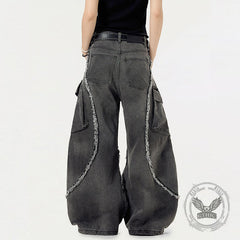 American Vintage Distressed Raw-Edge Scimitar Jeans