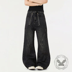 American Vintage Washed Deconstructed Wide-Leg Jeans