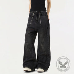 American Vintage Washed Deconstructed Wide-Leg Jeans