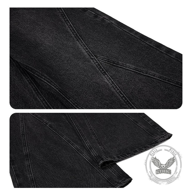 American Vintage Washed Deconstructed Wide-Leg Jeans