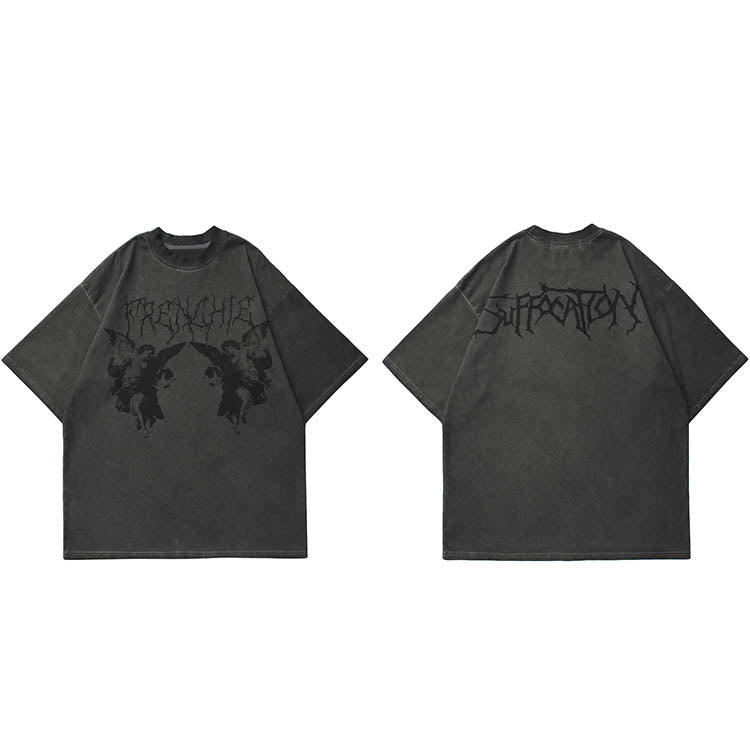 Angel Dark Print Y2K T-Shirts