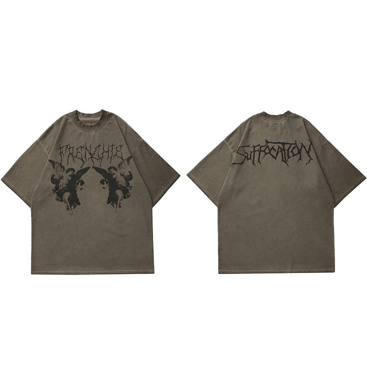 Angel Dark Print Y2K T-Shirts