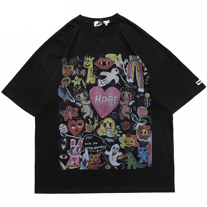 Angels Print Mens Y2K Graphic Tees