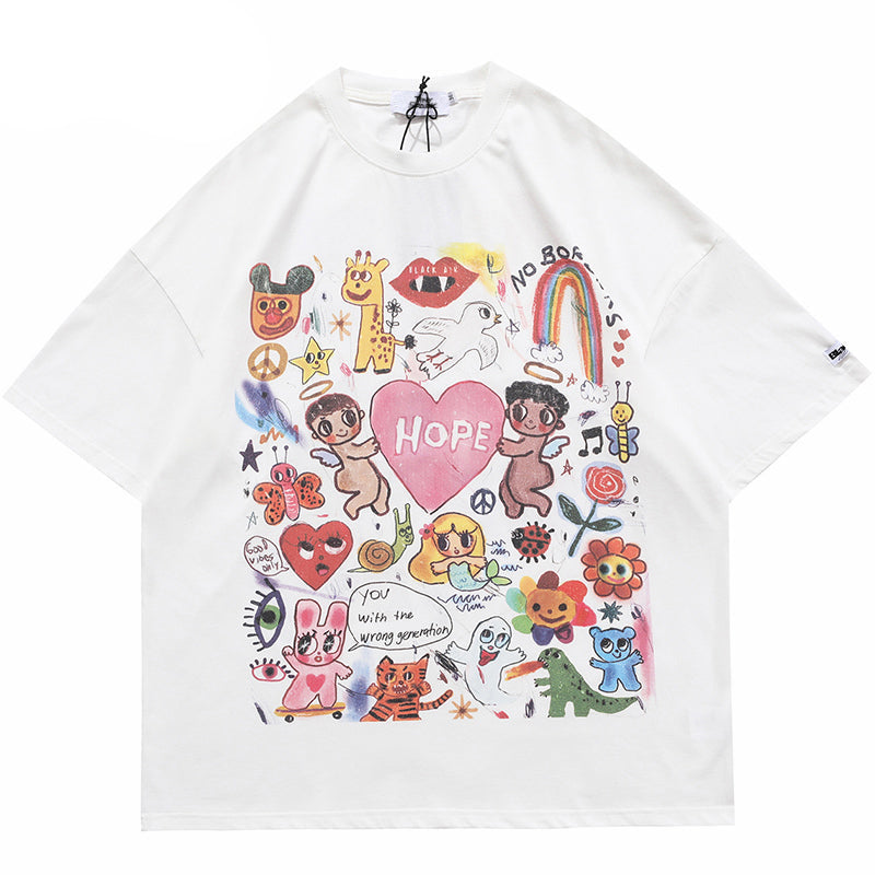Angels Print Mens Y2K Graphic Tees
