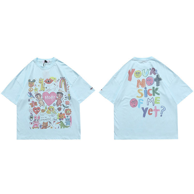 Angels Print Mens Y2K Graphic Tees