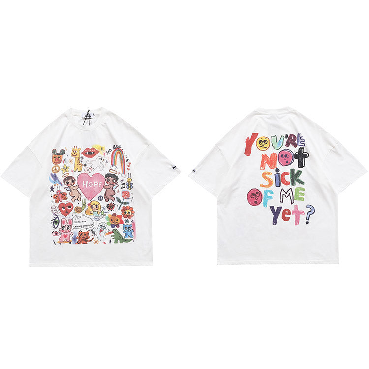 Angels Print Mens Y2K Graphic Tees