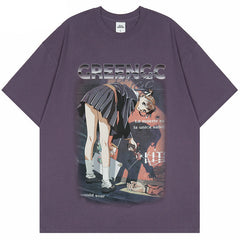 Anime Girl Killer Graphic Y2K Tees