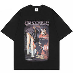 Anime Girl Killer Graphic Y2K Tees