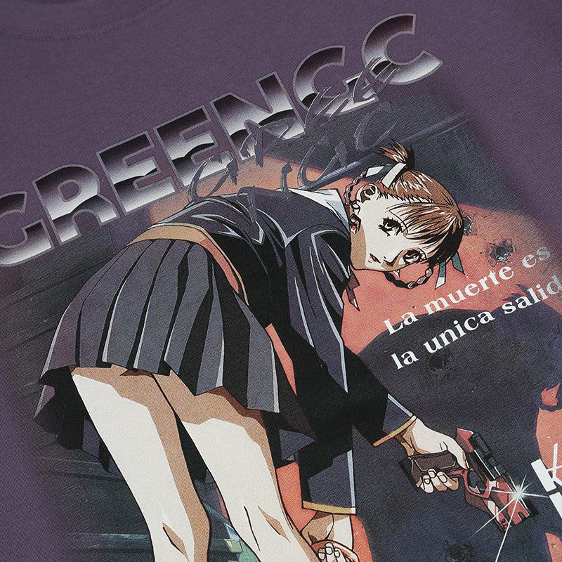 Anime Girl Killer Graphic Y2K Tees