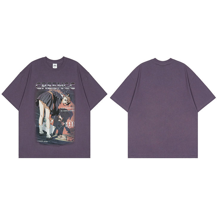 Anime Girl Killer Graphic Y2K Tees