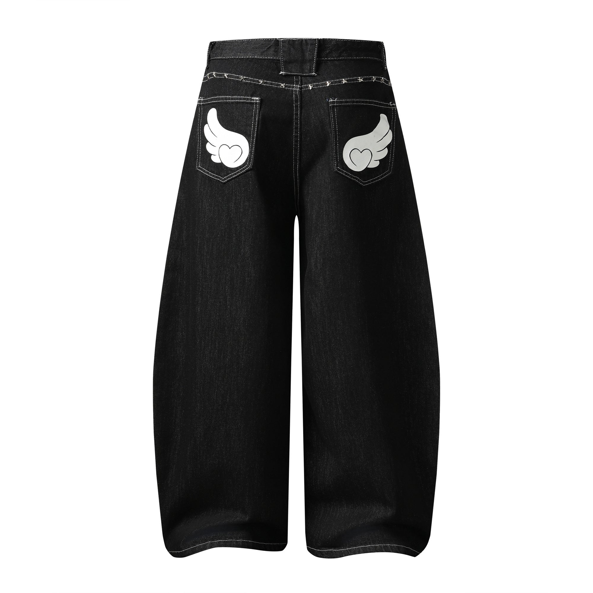 CapCabin “Angel Wing Wide-Leg Denim Jeans”