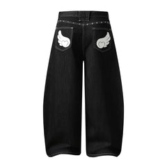 CapCabin “Angel Wing Wide-Leg Denim Jeans”