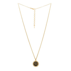 Metal Pearl CD Necklace Gold Black