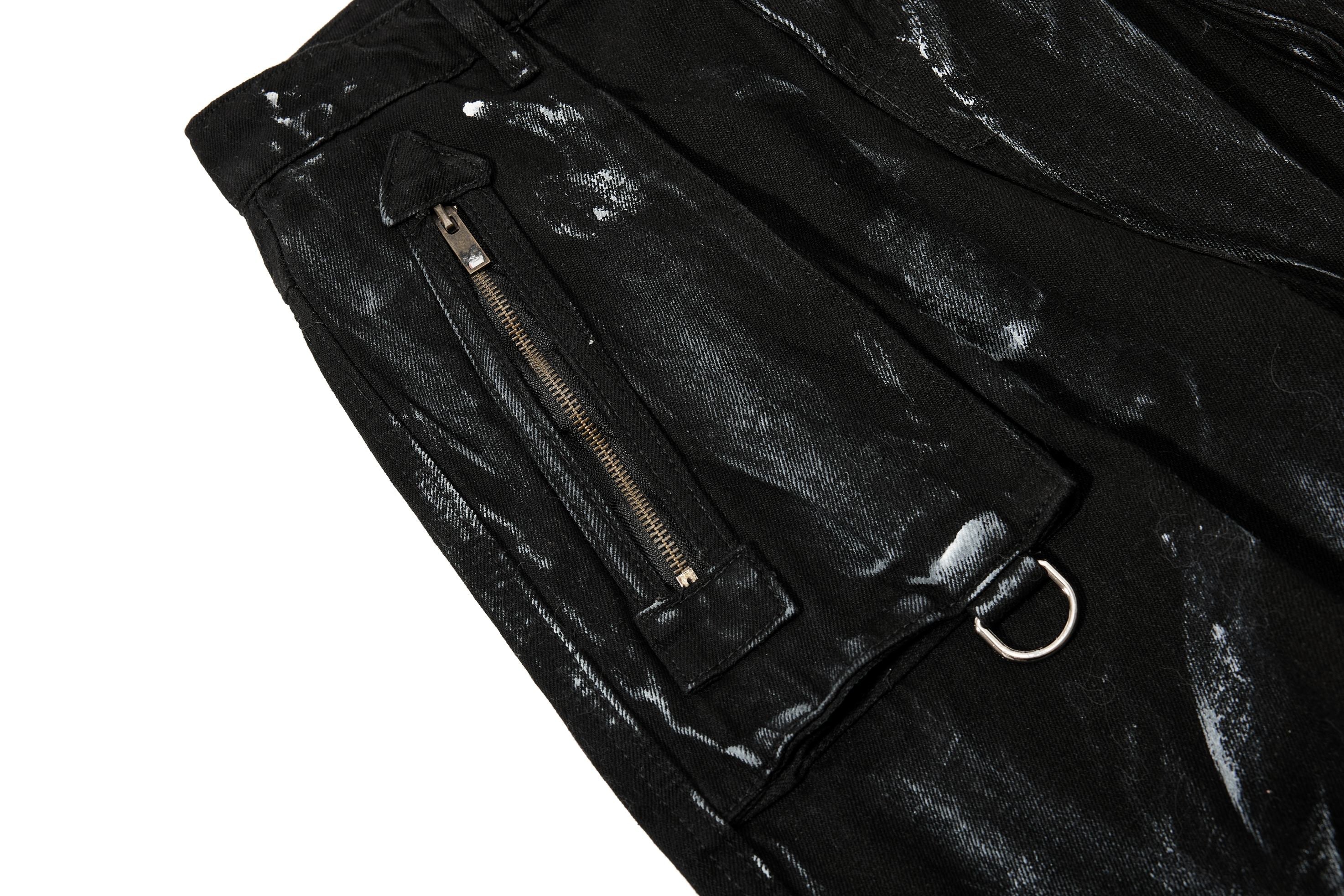 CapCabin Washed Utility Cargo Denim Pants