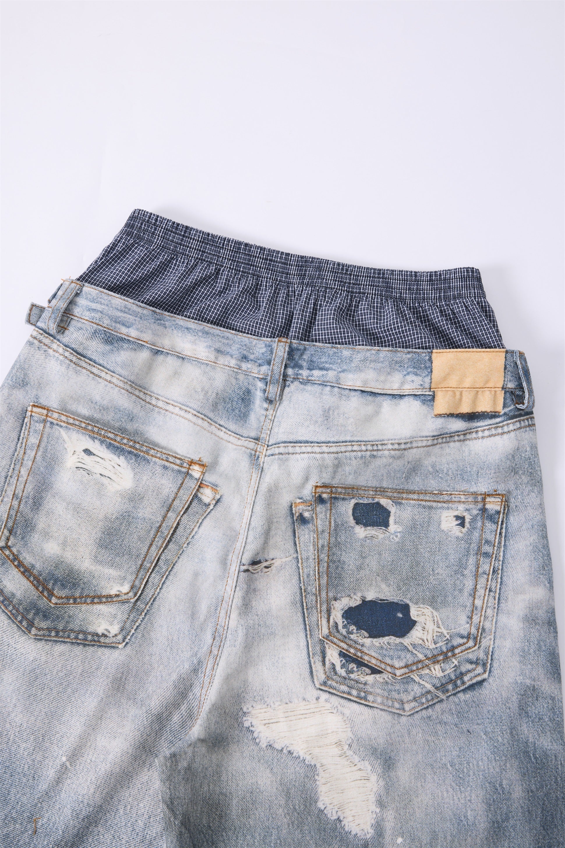 CapCabin Layered Waist Distressed Jeans