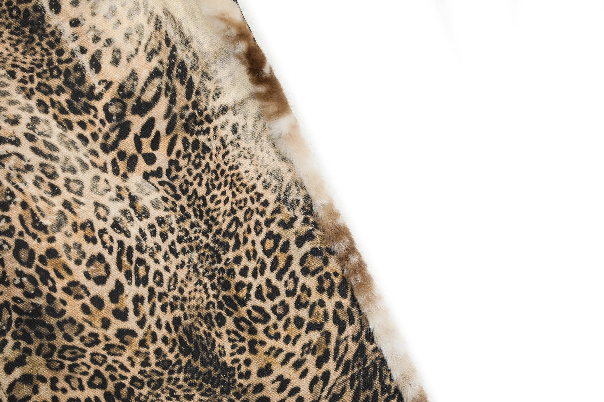CapCabin “Leopard Fur-Trim Wide-Leg Jeans”