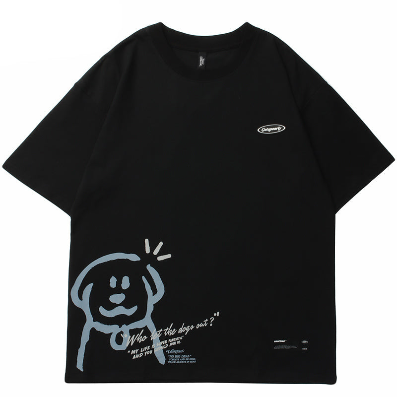 Baggy Shirts Y2K Dogs Print