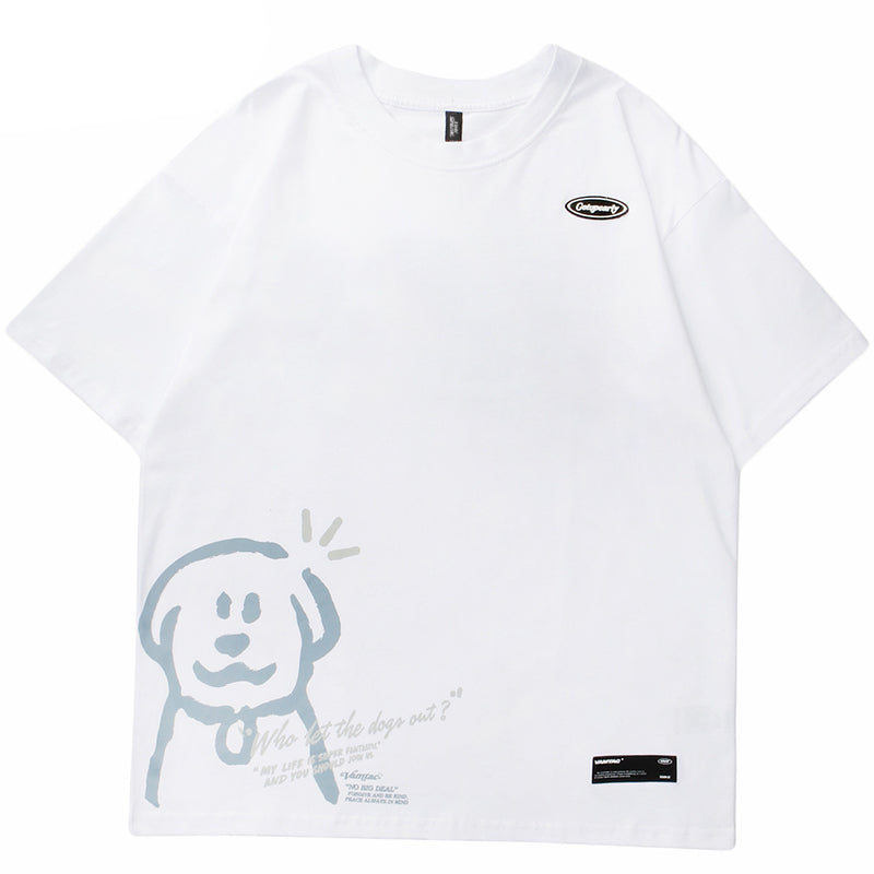 Baggy Shirts Y2K Dogs Print