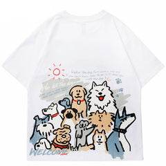 Baggy Shirts Y2K Dogs Print