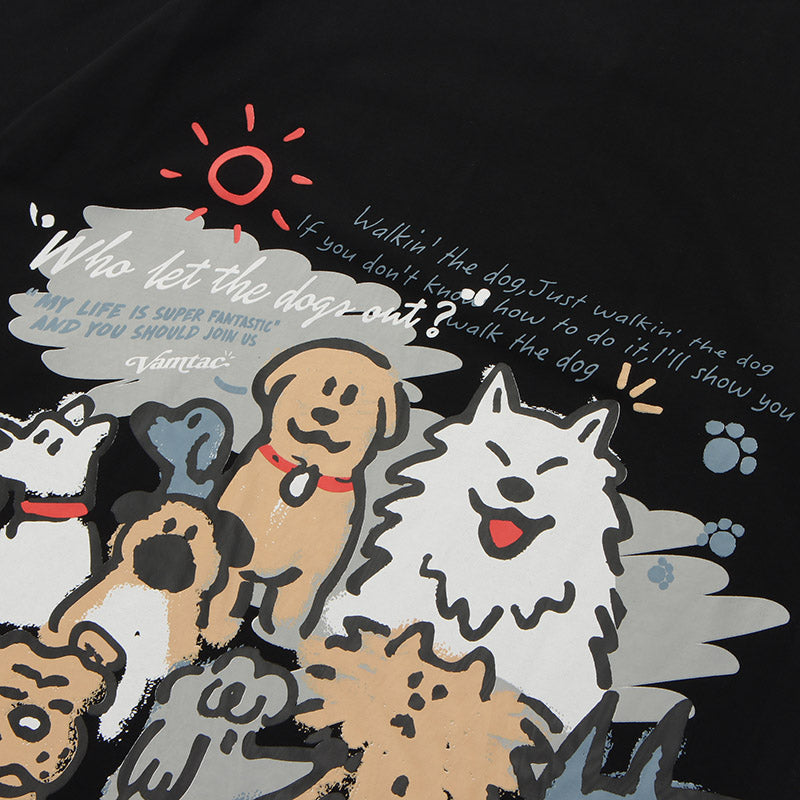 Baggy Shirts Y2K Dogs Print