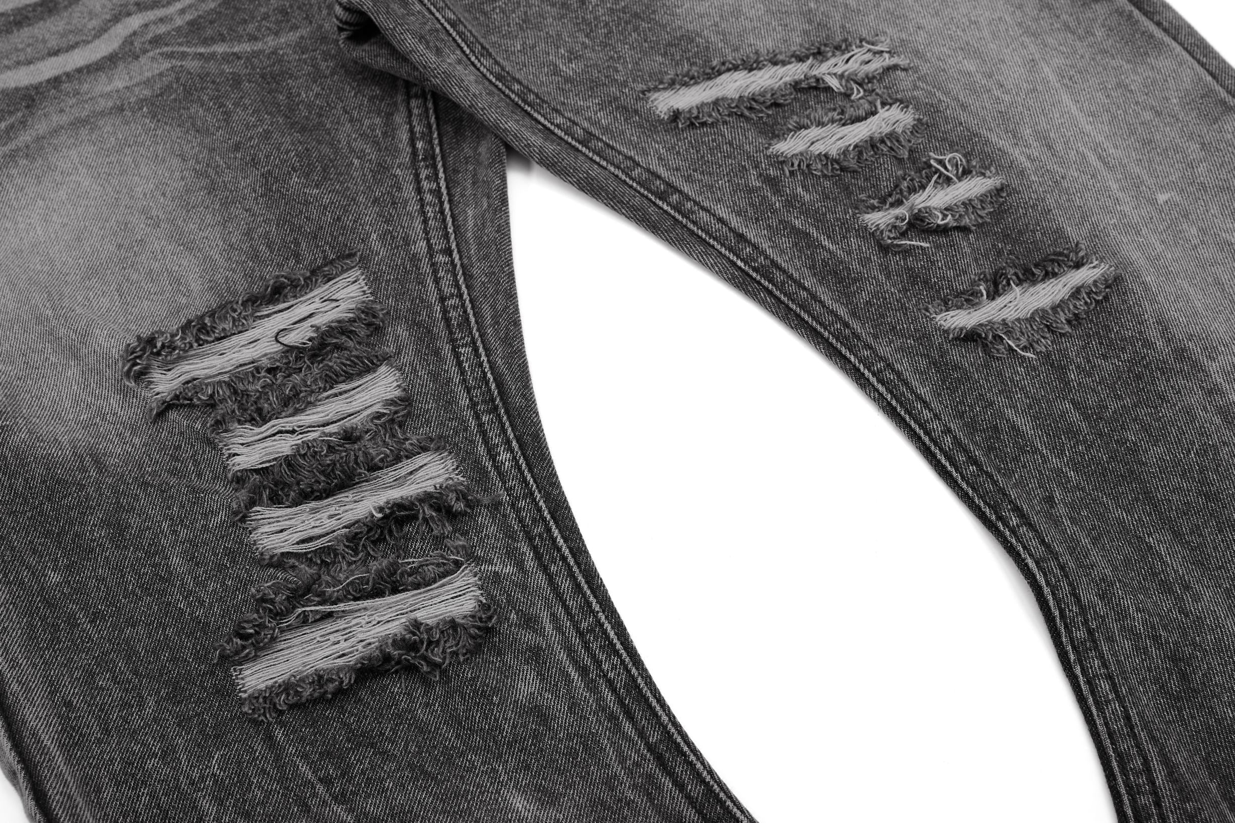 CapCabin Distressed Studded Denim Pants