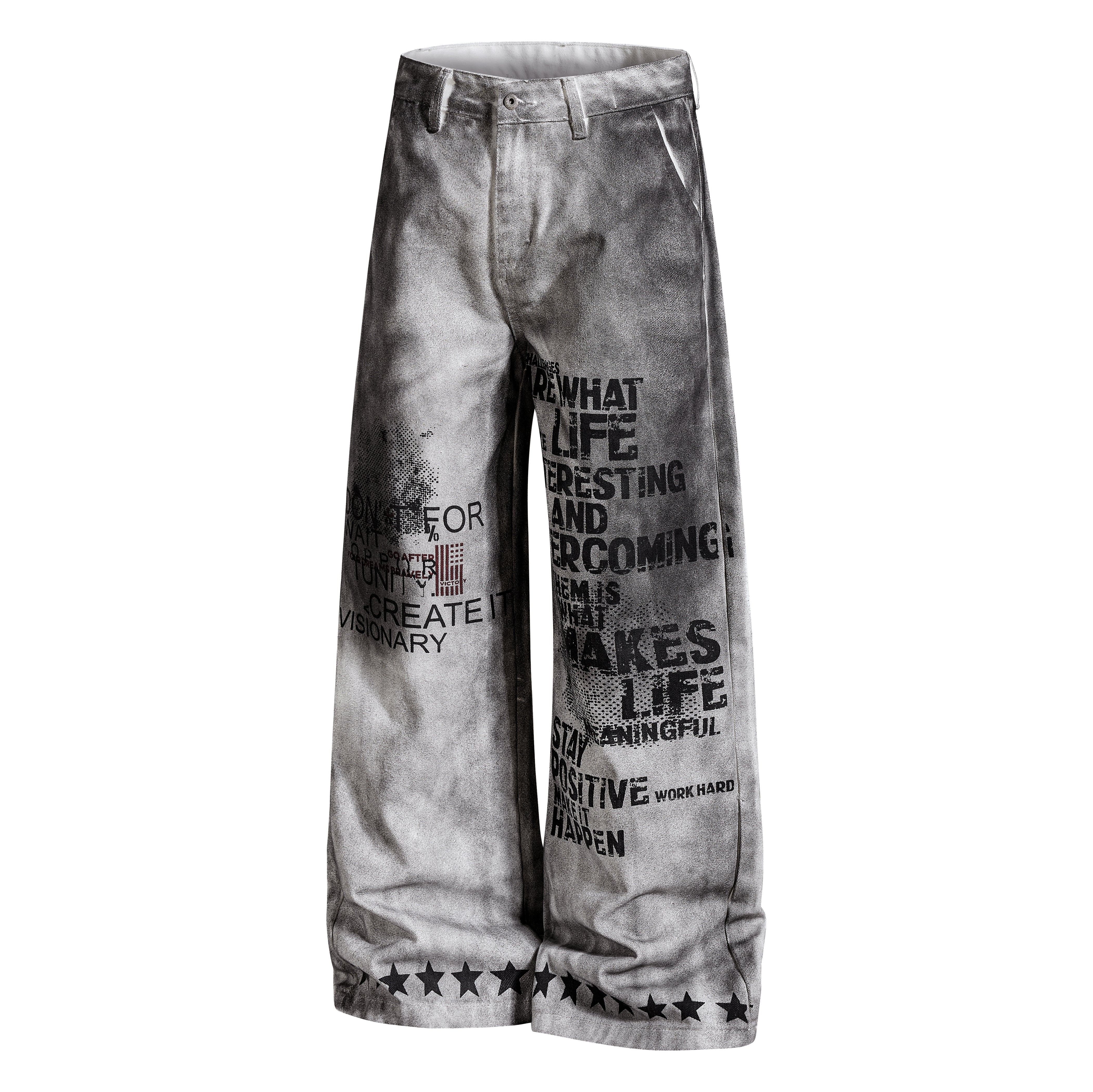 CapCabin Graphic Washed Wide-Leg Pants