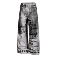 CapCabin Graphic Washed Wide-Leg Pants