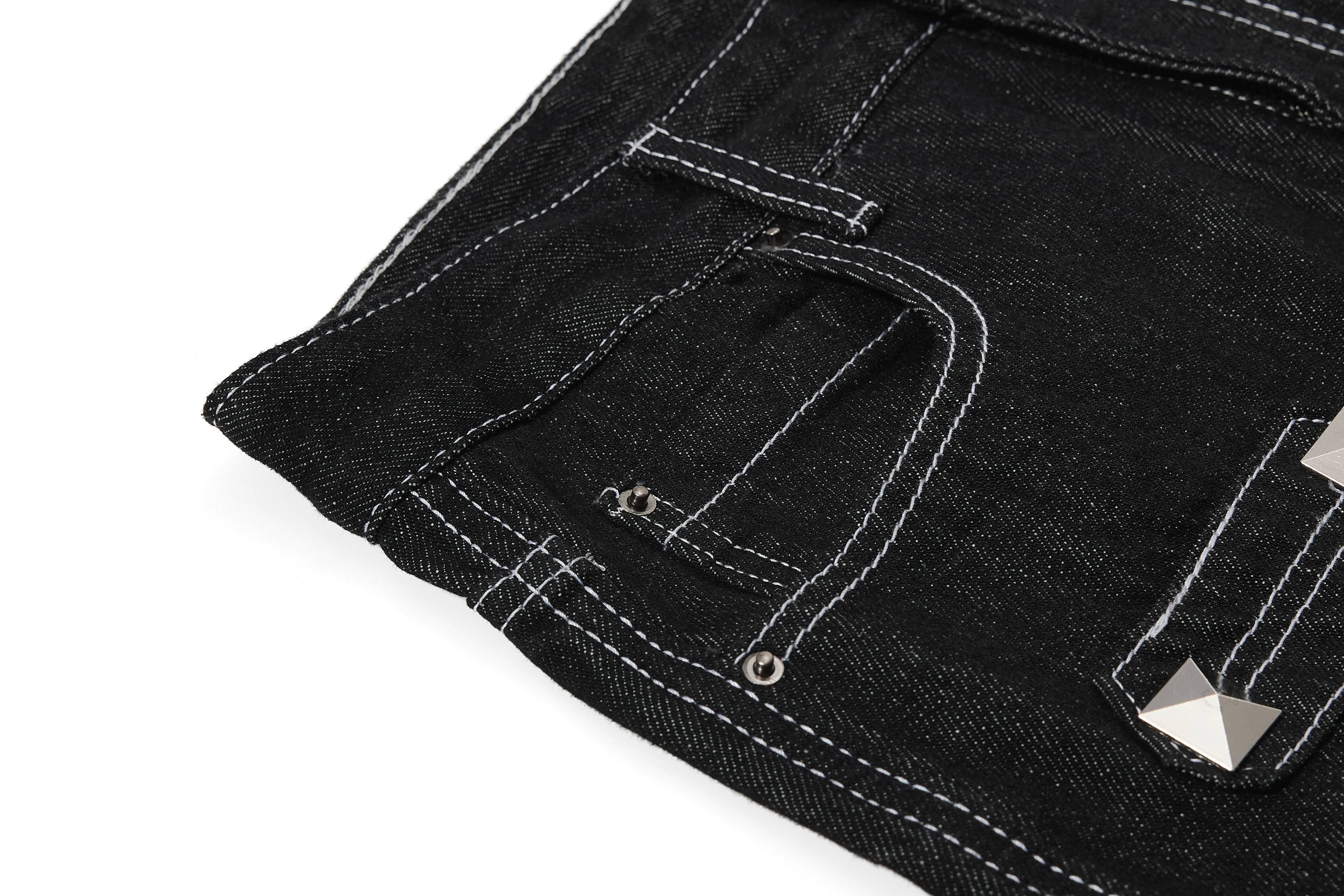CapCabin Studded Strap Denim Pants