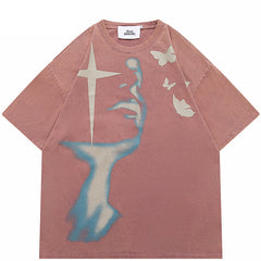 Butterfly Print Y2K Cotton T Shirts